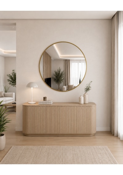 Effe Gold Metal Çerçeveli 90 Cm Yuvarlak Ayna