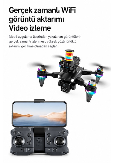 Hd Kameralı Drone Led Işıklı Şarjlı Quadcopter