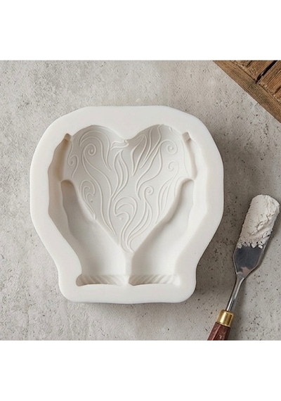 Dekoratif Avuç İçi Kalp Silikon Kalıp 9x8x6 Cm