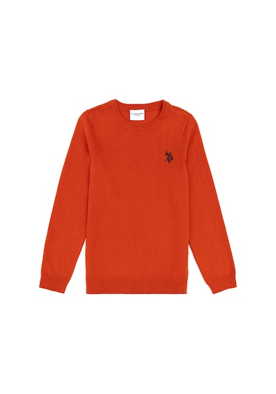 U.S. Polo Assn. Kız Çocuk Kiremit Bisiklet Yaka Basic Kazak 50293586-VR031 U.S. Polo Assn. Kız Çocuk Kiremit Bisiklet Yaka Basic Kazak 50293586-VR031