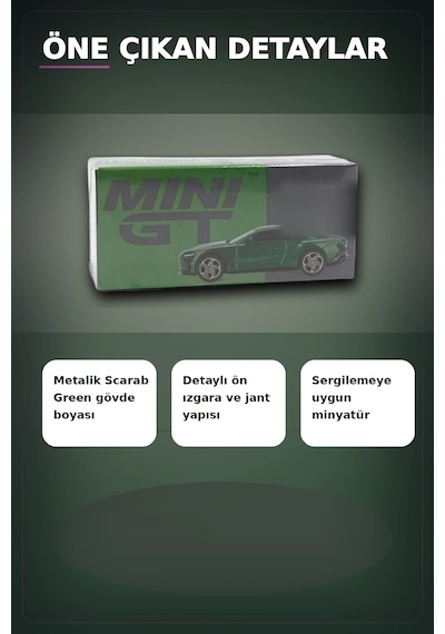 Yeşil Renkli 1/64 Ölçek Bentley Batur Diecast Model Araba - Koleksiyonluk Tekli Paket Bx-313340