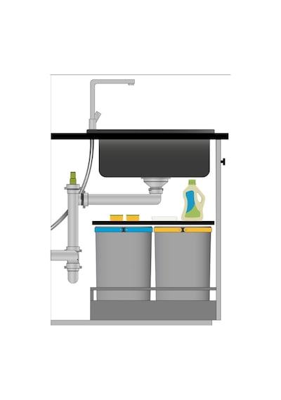 Franke Dominox Blanco Ukinox 1.5 Gözlü Granit Evye Sifon Takımı Yuvarlak Taşmalı
