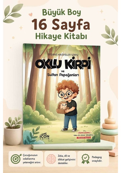 Oklu Kirpi - 16 Sayfa Eğitici Çocuk Hikaye Kitabı - Hediyeli
