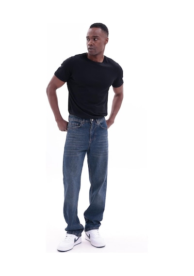 Freemen Erkek Baggy Bol Kesim Kot Pantolon Lacivert