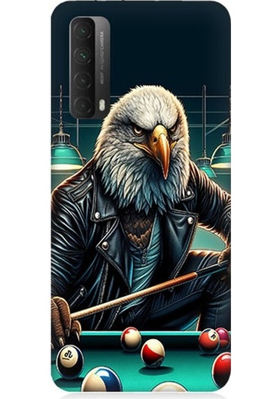 Huawei P Smart 2021 Uyumlu Bilardo Oynayan Deri Ceketli Kartal Desenli Silikon Kılıf