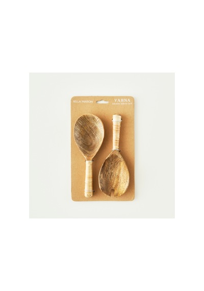 Bella Maison Varna Salata Servis Seti Naturel 22x8 Cm Kahverengi