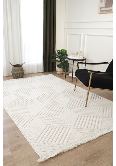 Mariesse Home Naturel Bukleli Yumuşak Dokulu Iskandinav Yolluk Dokuma Halı Oturma Odası Mutfak Halısı Koridor Doha Yolluk 607 Krem