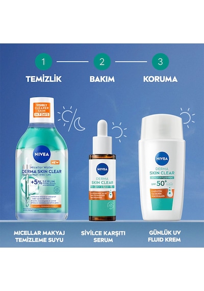 NIVEA Derma Skin Clear Sivilce Karşıtı Güneş Koruyucu Yüz Kremi SPF50 40 ML