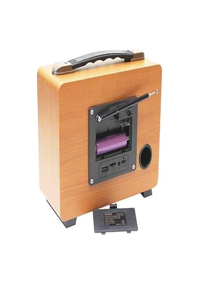 M-2027bt Gerçek Ahşap Eskitme Kaplama Radyo Fm Am Sw Usb Tf Aux Destekli Bluetooth Hoparlör, Turuncu Çok renkli