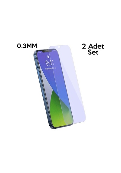 Baseus Apple Uyumlu   iPhone 12 Pro Max 6.7 0.3Mm Antiblue Light Tempered Cam Şeffaf