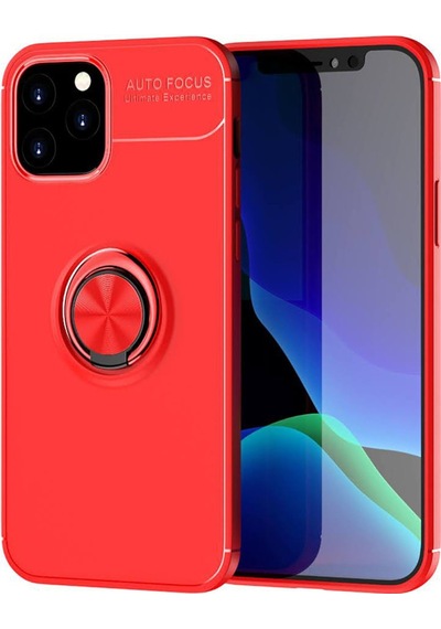 Apple iPhone Uyumlu,  12 Kılıf Range Yüzüklü Silikon - Kırmızı