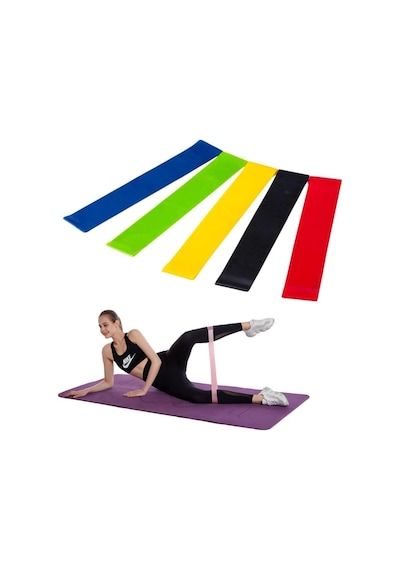 Ollevra 5li Egzersiz Direnç Bant Seti Pilates Crossfit Ekipmanları Çok Renkli