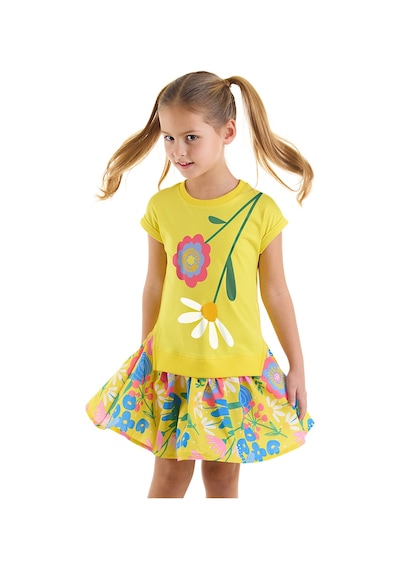 Denokids Mshb&g Sarı Çiçekli Kız Çocuk Elbise Sarı