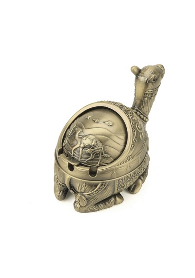 Lüks İşlemeli Metal Deve Biblo Tütsülük Rüzgar Geçirmez Küllük Çok Fonksiyonlu Dekoratif Obje 13 Cm.