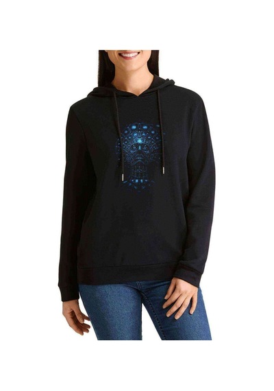 Tool 2 Baskılı Siyah Kadın Kapşonlu Sweashirt
