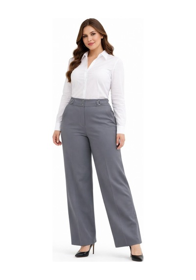Kübra Kadın Boru Paça Kumaş Pantolon Bgl-st05386 Koyu Gri