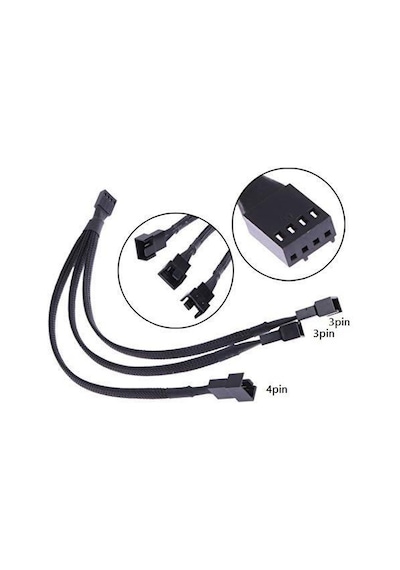 4 Pin To 3 Pin 3 Lü Fan Çoklayıcı Kablo