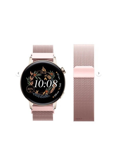 Huawei Watch Gt3 Elegant / Gt2 42mm Uyumlu 20mm Manyetik Milanese Loop Metal Kordon Pembe