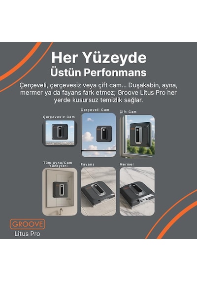 Groove Litus Pro 4 Ultrasonik Spreyli Cam Silme Robotu