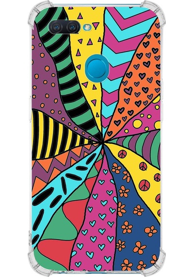 Oppo A5s Uyumlu Retro Color 4 Baskılı Şeffaf Köşe Korumalı Antişok Kılıf