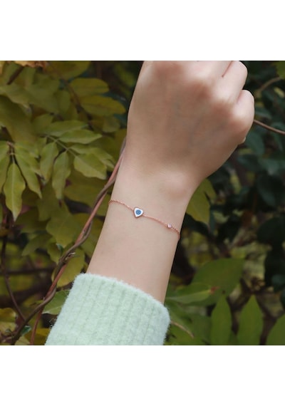 Kalp Figürlü Zirkon Taşlı Mine İşli Rose Gold Kaplama Gümüş Set Gümüş
