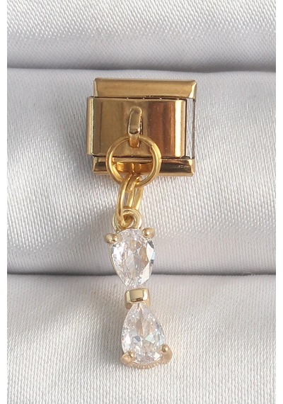 316l Çelik Gold Renk Sallantı Zirkon Taşlı Kurdele Model Nomination Charm Belirtilmemiş Belirtilmemiş
