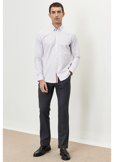 AC&Co / Altınyıldız Classics Erkek Beyaz-Bordo Slim Fit Dar Kesim Düğmeli Yaka Baskılı Gömlek 4A2023100017BYDM Beyaz - Bordo AC&Co / Altınyıldız Classics Erkek Beyaz-Bordo Slim Fit Dar Kesim Düğmeli Yaka Baskılı Gömlek 4A2023100017BYDM Beyaz - Bordo