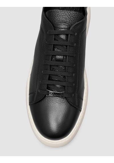 Cabani Erkek Minimal Siyah Deri Sneaker Siyah