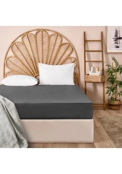 Soft Basic Çift Kişilik Lastikli Çarşaf - Antrasit - 160x200 Cm Renkli