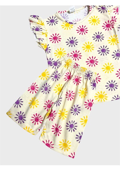 Aliş Kids Kız Çocuk Pamuklu Sarı Güneş Desenli Kolları Fırfırlı Şortlu Yazlık Pijama Takımı Aliş Kids Kız Çocuk Pamuklu Sarı Güneş Desenli Kolları Fırfırlı Şortlu Yazlık Pijama Takımı