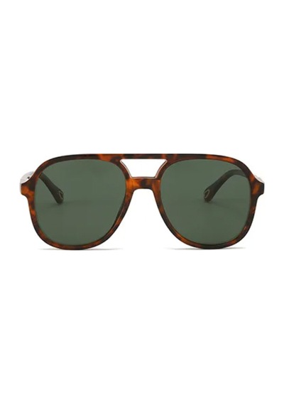 Zoreya Leopar Desenli Yeşil Cam Vintage & Retro Unisex Güneş Gözlüğü