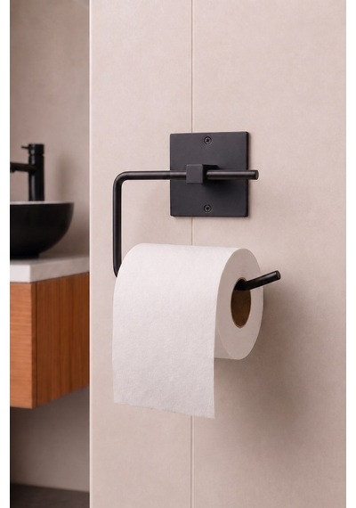 Sas Haus Banyo Düzenleyici Set 4 Parça Yapışkanlı Şampuanlık Tuvalet Kağıtlığı Havluluk Askı Tss-01 Siyah