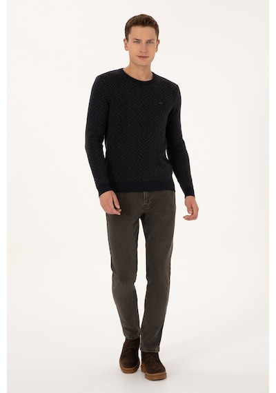 U.S. Polo Assn. Erkek Slim Fit Bisiklet Yaka Antrasit Kazak 50308343-VR006