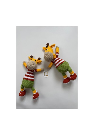 Adenya Sepeti Amigurumi Örgü Renkli Zürafa Oyun Ve Uyku Arkadaşı-34 Cm Çok Renkli