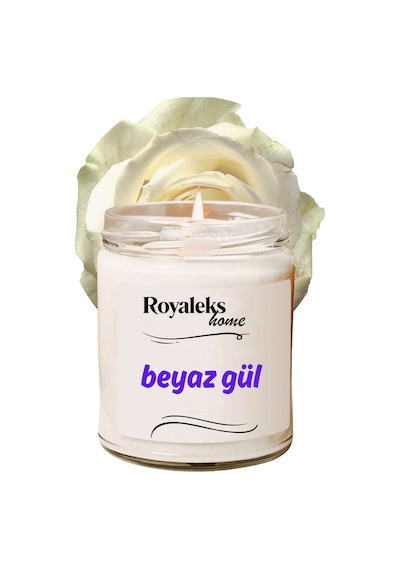 Doğal Özel Seri Kokulu Dekoratif Kavanoz Mum 210 Cc - Beyaz Gül - Ryl Çok Renkli
