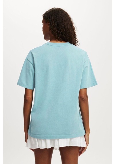 Seeh Bebe Mavisi Kısa Kollu Oversize Basic Kadın T-shirt Sh281
