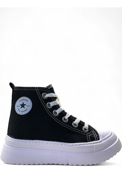 903 Çocuk Keten Bilekli Sneaker Siyah