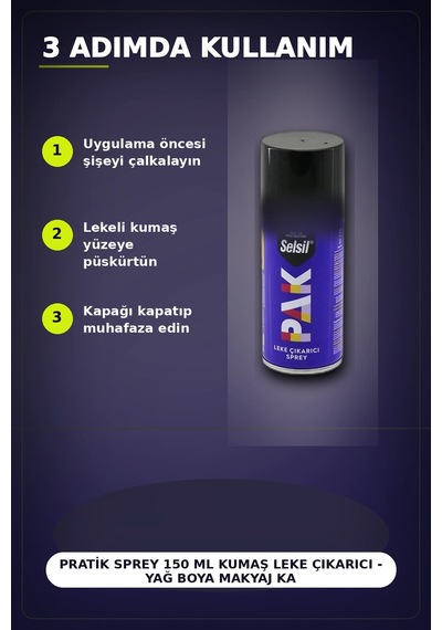 Pratik Sprey 150 Ml Kumaş Leke Çıkarıcı - Yağ Boya Makyaj Katran Çimen Çikolata Bx-313449 Diğer