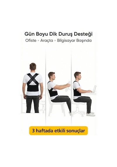Elilom Premium Dik Duruş Korsesi Omuz Sırt Ve Bel Destekli, Cırtlı Çapraz Tasarım Siyah