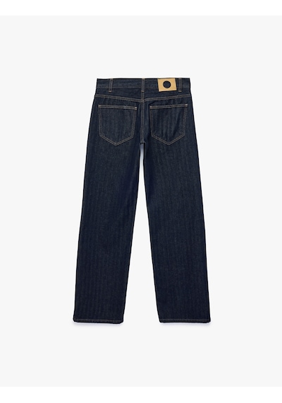 Koton Düşük Bel Cepli Pamuklu Rahat Kesim Düz Paça Denim Pantolon - Straight Fit Jean Raw 7wal40289md 63x