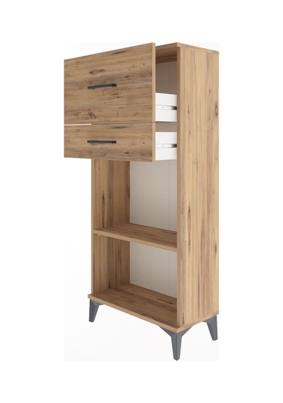 Arges Dolap Tek Raflı 2 Çekmeceli 60x30x134 Çam-çam Çam