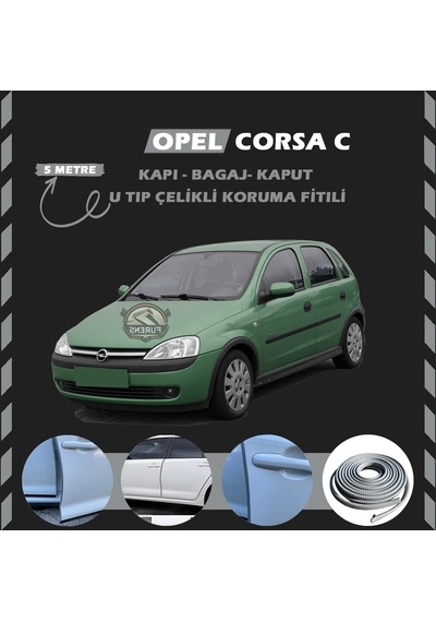 Opel Corsa C Oto Araç Kapı Koruma Fitili 5 Metre Parlak Gri Renk