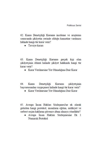 Politicus Insan Hakları Soru-Cevap Kaymakamlık Sınavı