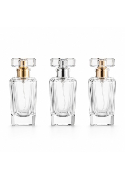 20 Adet Boş Cam Parfüm Şişe, 50 Ml, Kare Konik Prizma Model, Şeffaf-fpr50-10
