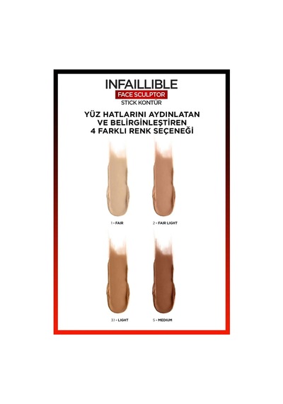 L'oréal Paris Infaillible Face Sculpter Stick Kontür - Fair Light Çok Renkli