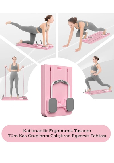 Pilates Aleti Zamanlayıcılı, Direnç Bantlı Çok Amaçlı Egzersiz Tahtası Telefon Tutacaklı Açık Pembe Pilates Aleti Zamanlayıcılı, Direnç Bantlı Çok Amaçlı Egzersiz Tahtası Telefon Tutacaklı Açık Pembe