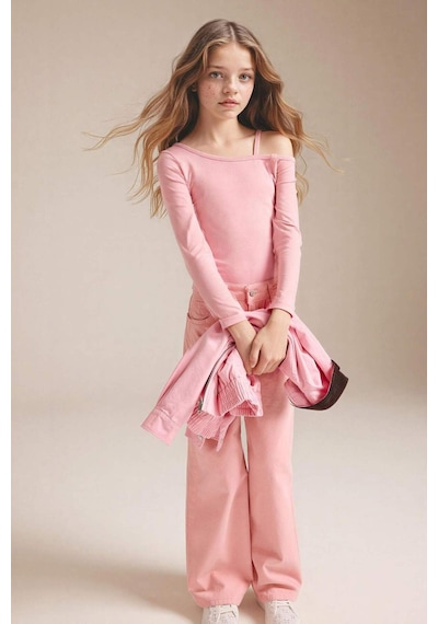 Defacto Wıde Leg Gabardin Pantolon Kız Çocuk G7744a826sppn111 Pembe-pn111
