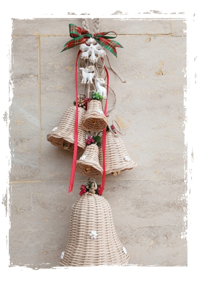 Bambu Noel Çanı 5'li Dekoratif Tasarım 53cm