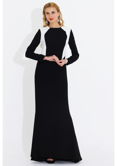 Nidya Moda Büyük Beden Balık Elbise-4048Ks Siyah