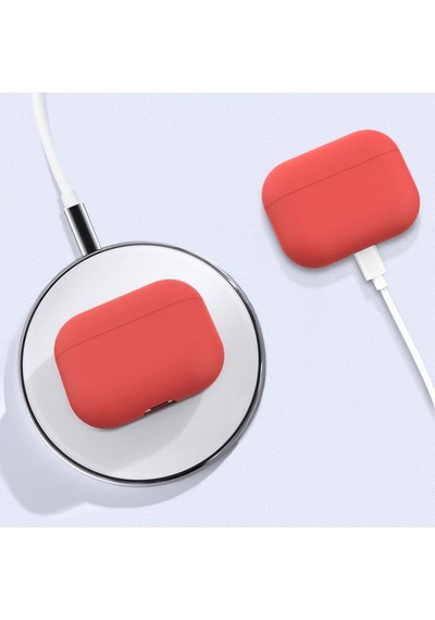Wozlo Apple Uyumlu AirPods 3 Koruyucu Kılıf - 3. Nesil Silikon Kulaklık Koruma Kılıfı - Kırmızı